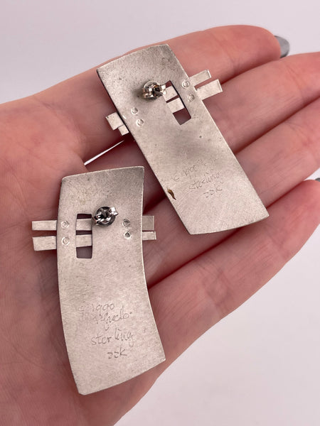 sterling silver Robert Pfuelb artisan enamel post earrings
