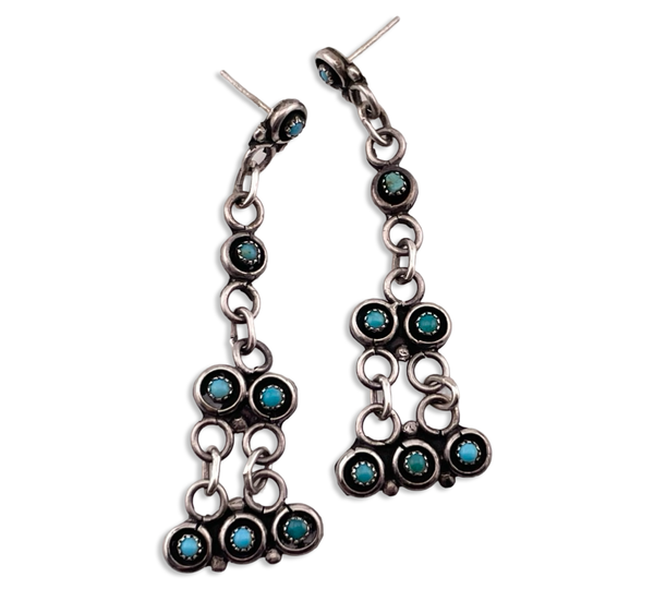 sterling silver turquoise snake eye post dangle earrings