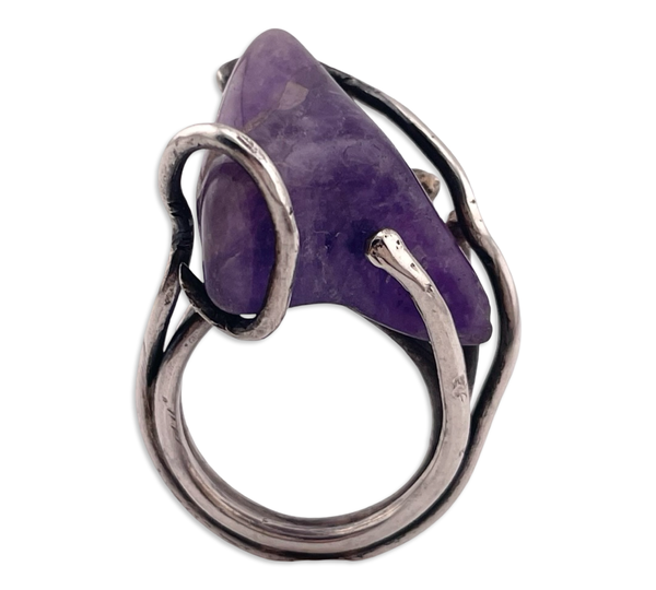 size 7.25 sterling silver amethyst organic band ring
