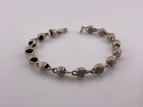 sterling silver 7-7/8" basket link bracelet