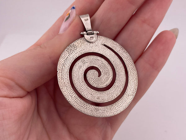 sterling silver 2-1/8" spiral pendant