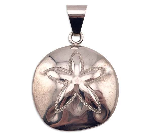 sterling silver large sand dollar pendant