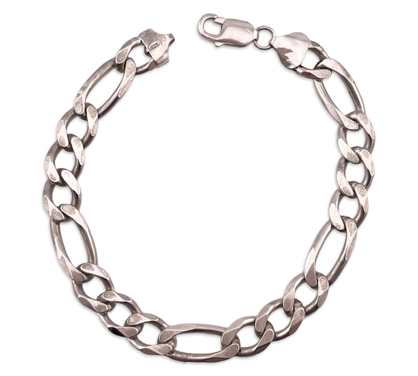 sterling silver 8-3/4" figaro chain link bracelet