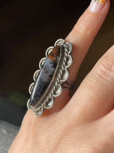 size 4.5 sterling silver petrified wood ring