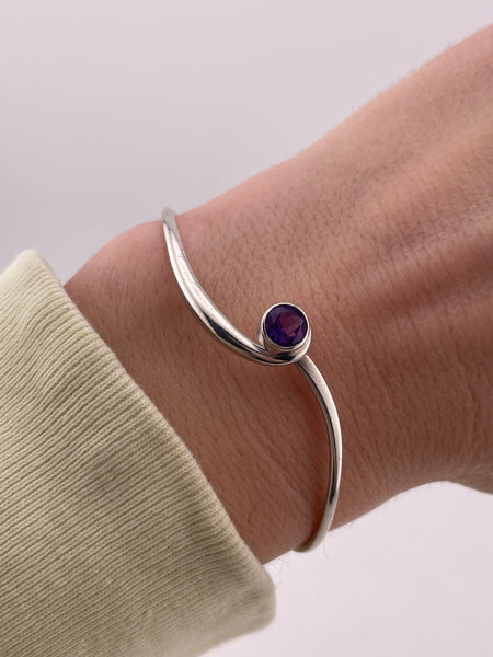 sterling silver Ed Levin faceted amethyst bangle bracelet