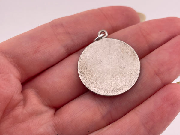 sterling silver Aquarius the Water-Bearer zodiac etched pendant