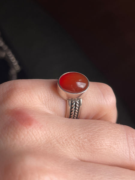 size 5.5 sterling silver carnelian ring