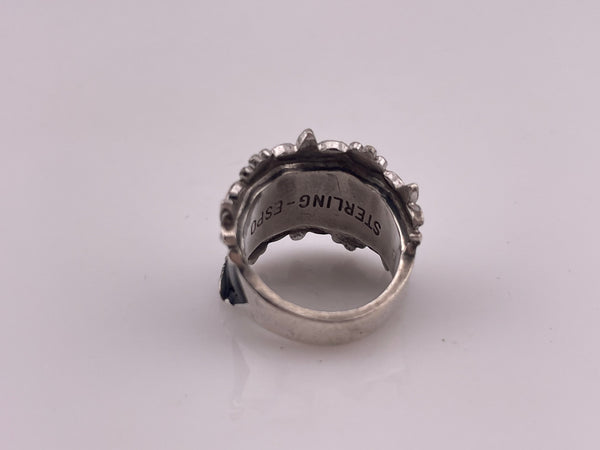 size 5.75 sterling silver Espo enamel flower ring