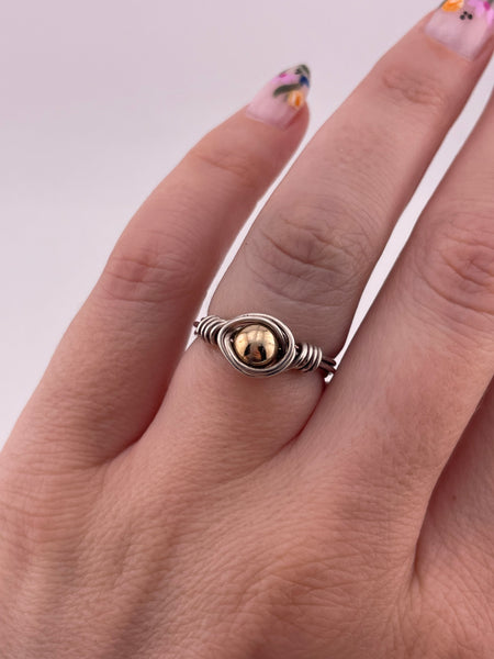 size 6 sterling silver gold plated wire wrapped ring
