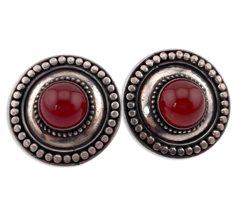 sterling silver red agate post earrings