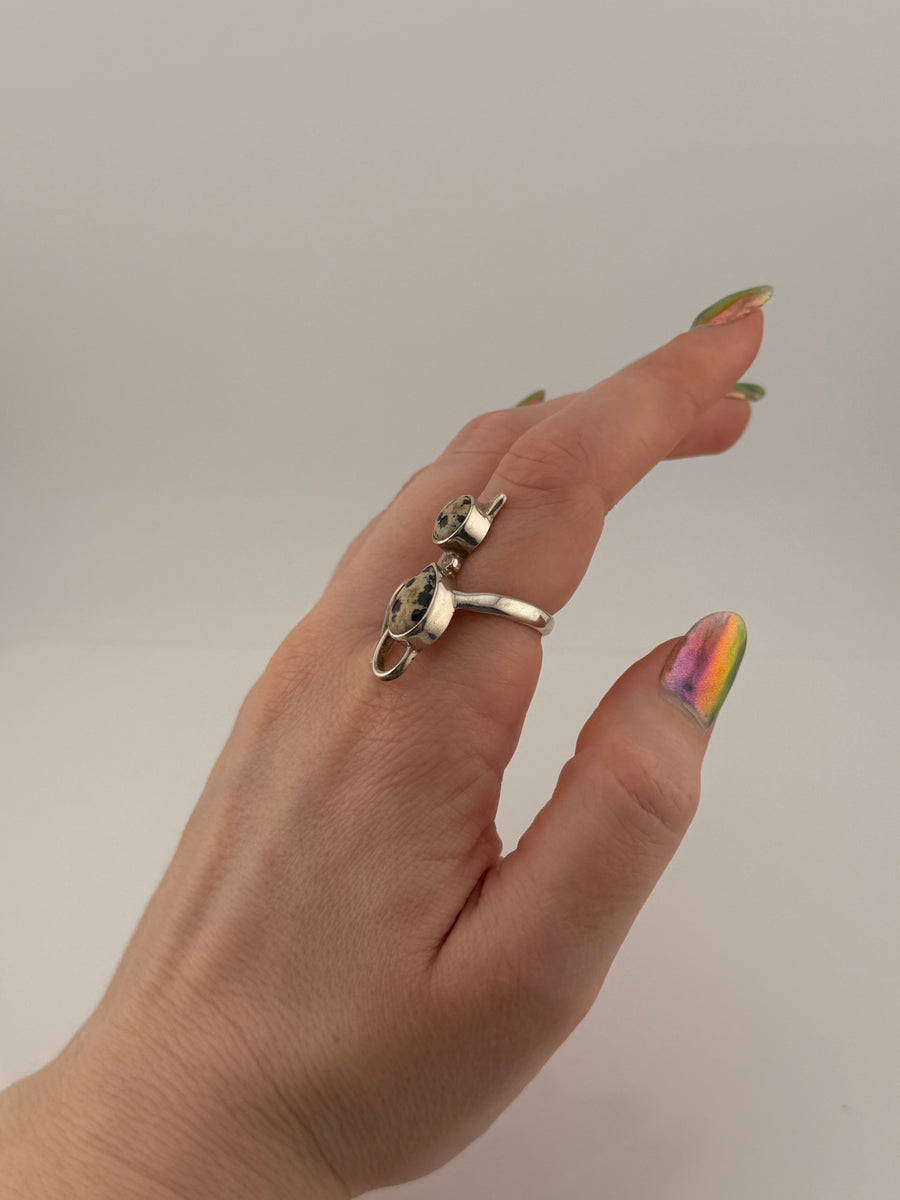 size 8.75 sterling silver jasper cat ring – Nomads' Novelties