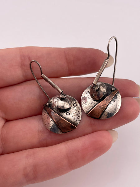 sterling silver artisan mixed metal copper hook lever-back earrings