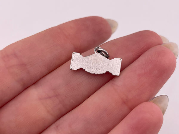 sterling silver rhodium plated shaking hands pendant