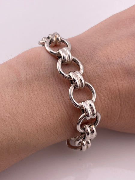 sterling silver 7 7/8" chunky circle chain link bracelet