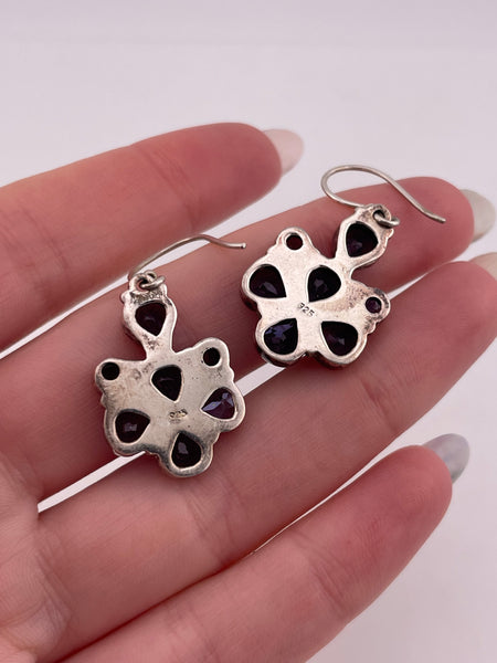 sterling silver faceted amethyst hook dangle earrings ***AS IS***