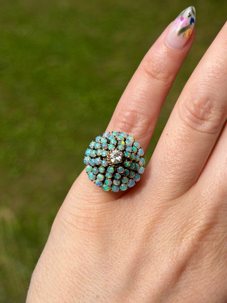 RESERVED PRIVATE LISTING -- 10k gold opal cluster ring C10