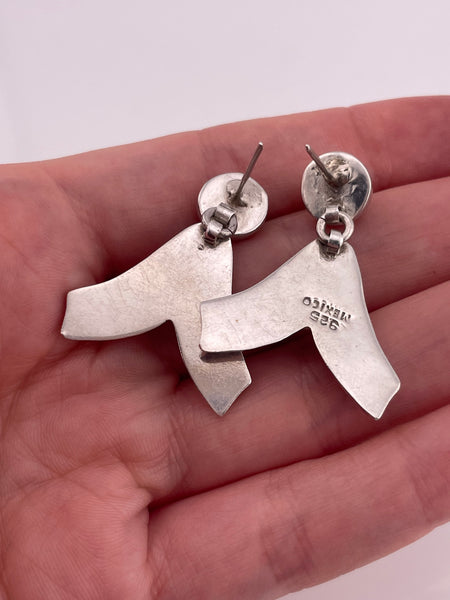 sterling silver Mexican stoneless post dangle earrings