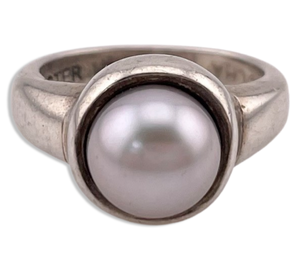 size 5 sterling silver synthetic pearl ring