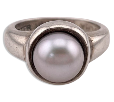 size 5 sterling silver synthetic pearl ring
