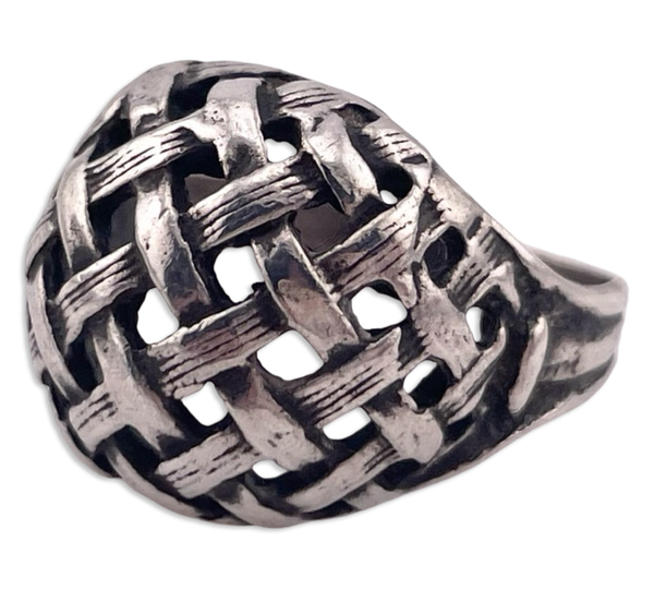 size 7 sterling silver stoneless basket weave ring