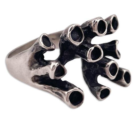 size 5.25 sterling silver modernist sculpture ring