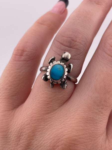 size 6 sterling silver turquoise turtle ring