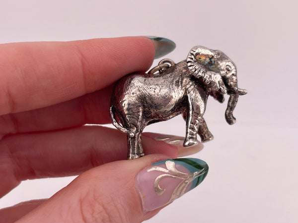 sterling silver large 3D electroform elephant pendant