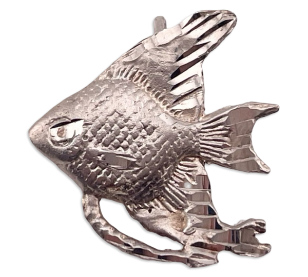 sterling silver etched fish pendant