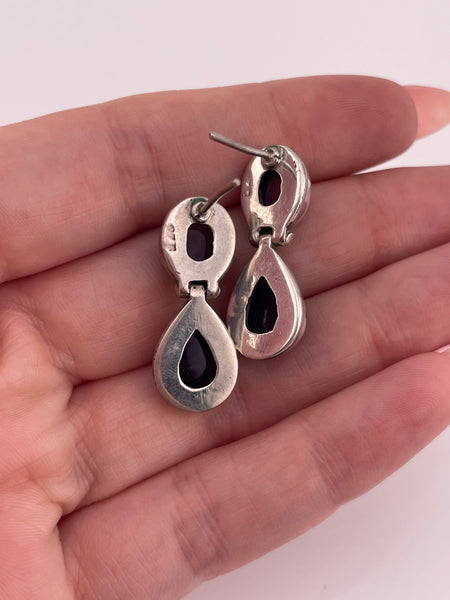 sterling silver double amethyst post hinge earrings