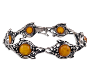 sterling silver 7 1/2" amber link bracelet