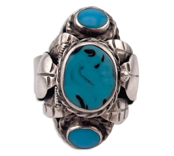 size 8.75 adjustable sterling silver turquoise poison ring