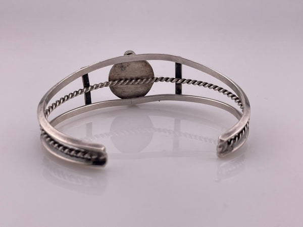 sterling silver 6-5/8" turquoise twisted design cuff bracelet