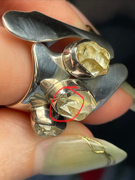 size 7.25 sterling silver designer Lilly Barrack quartz ring