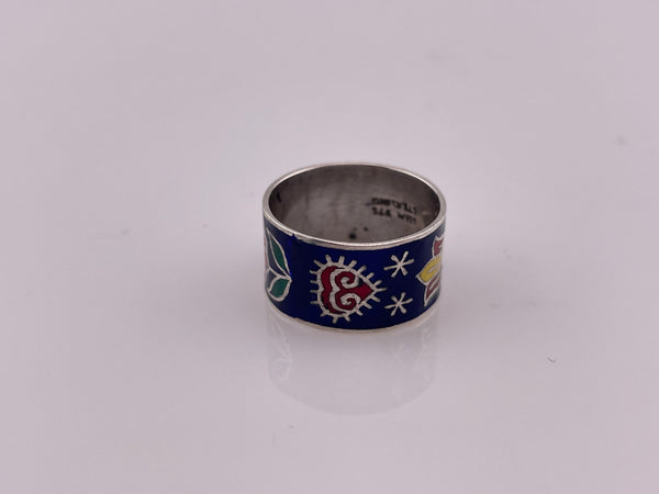 size 5.5 sterling silver resin flower band ring