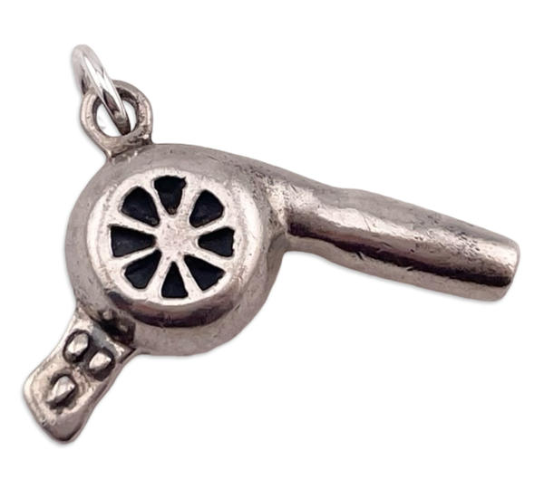 sterling silver artisan solid hair dryer pendant