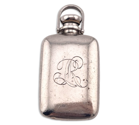 sterling silver engraved 'R' perfume bottle pendant