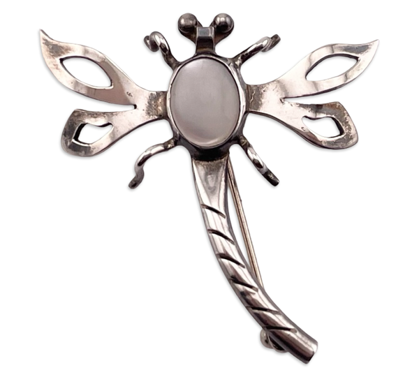 sterling silver mother of pearl dragonfly brooch pin