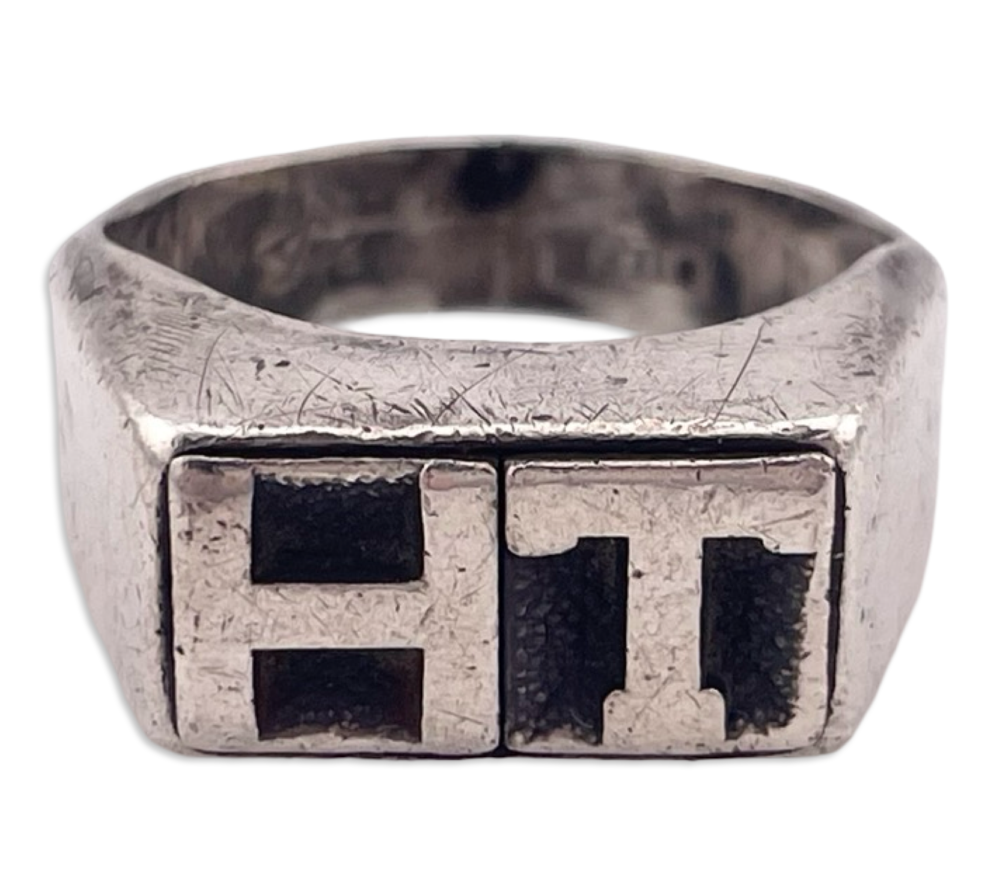 size 8.75 sterling silver 'HT' initials ring ***AS IS***