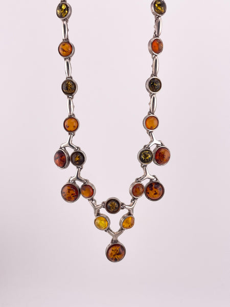 sterling silver 18 3/4" amber necklace