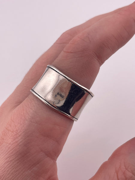 size 10.5 sterling silver Silpada organic stoneless wide band ring