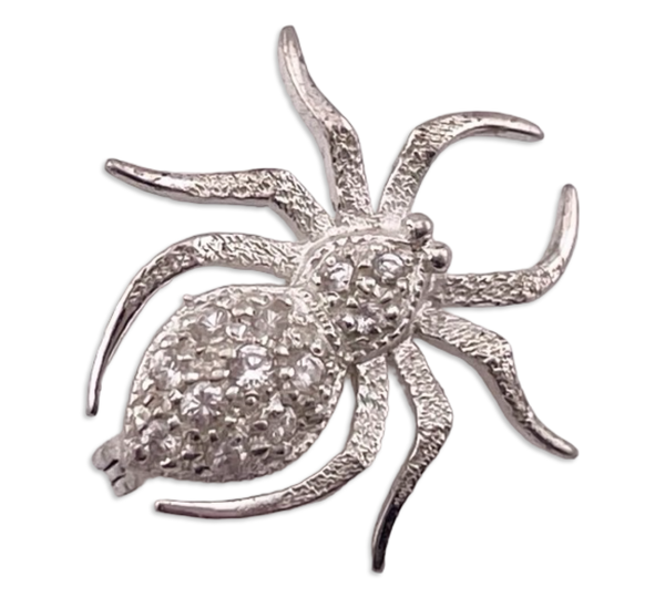 sterling silver rhinestone spider brooch pin