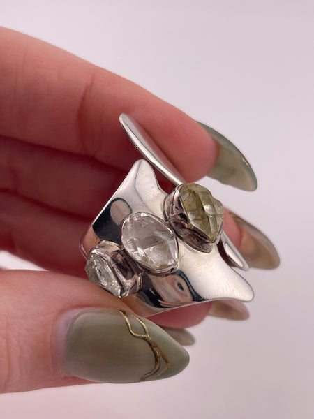 size 7.25 sterling silver designer Lilly Barrack quartz ring