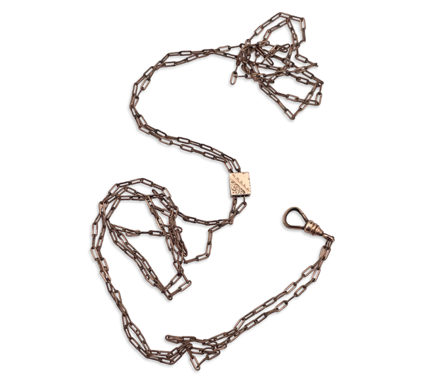 Y & S gold filled 46" long paperclip chain w/ dog clip lorgnette necklace