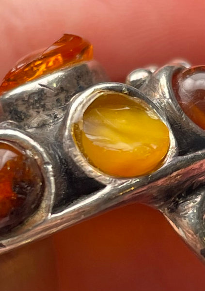 size 7 sterling silver amber cluster ring **AS IS**