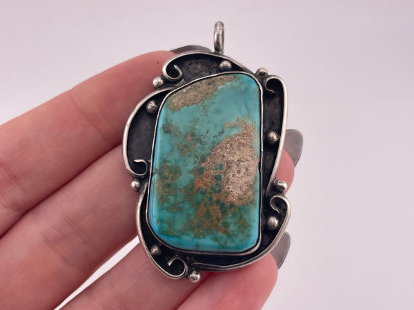 sterling silver 2" turquoise pendant