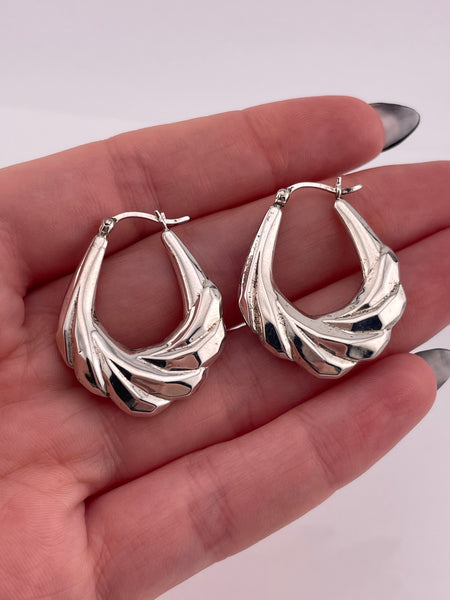 sterling silver textured hoop earrings