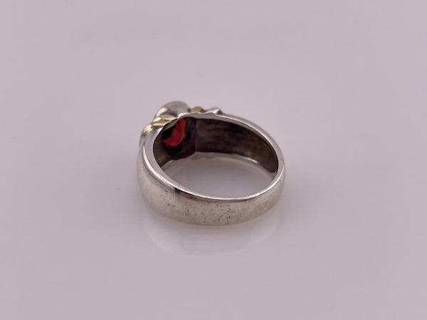 size 7.5 sterling silver faceted garnet ring