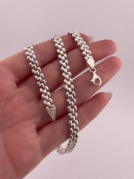 sterling silver 18" panther link chain necklace