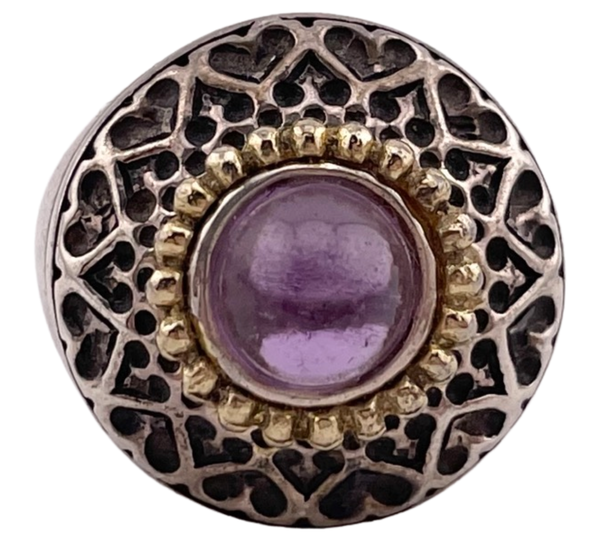 size 6.25 sterling silver & gold plated amethyst ring