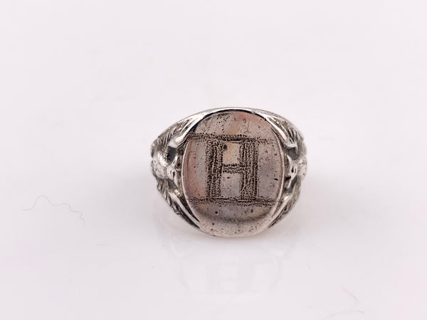 size 8.5 sterling silver 'H' engraved eagle signet ring